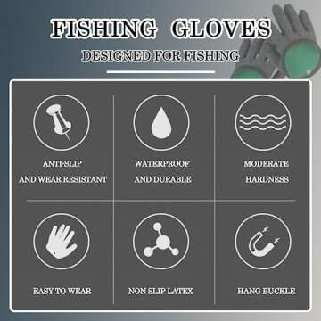 2Pcs Fishing Gloves with Magnet Release - Professional Anti-Slip Catch Fish Gloves,Puncture Proof Ice Fishing Glove for Handling,Catching,Cleaning,Hunting,Fisherman Fishing Accessories (Large)