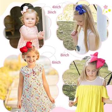 Oaoleer Hair Bows for Girls, 30 Colors 6 Inch Grosgrain Ribbon Hair Bows Clips Alligator Clips Barrettes Hair Accessories, Back to School, Party, Photography, Christmas, Travel