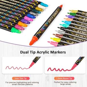 Betem Dual Tip Acrylic Paint Pens for Creative Projects