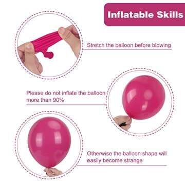 RUBFAC 129pcs Hot Pink Balloons Latex Magenta Balloon Different Sizes 18 12 10 5 Inch Garland Arch Kit for Valentine's Day Birthday Baby Shower Wedding Princess Theme Party Decoration