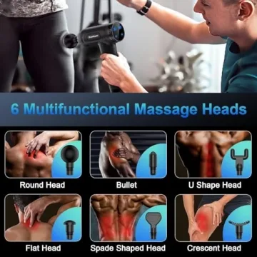 ZonGym Quiet 30-Speed Deep Tissue Massage Gun with 6 Heads