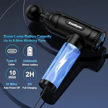 ZonGym Quiet 30-Speed Deep Tissue Massage Gun with 6 Heads