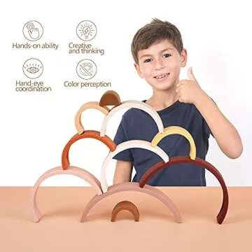 BESSENTIALS Silicone Stacking Rainbow, Silicone Baby Stacking Toys, Preschool Toys Boho Baby Toys, Stacking Toy & Teething Toys, 10 Pacs Baby Toys,Rainbow Stacker for Kids and Babies.BPA-Free.