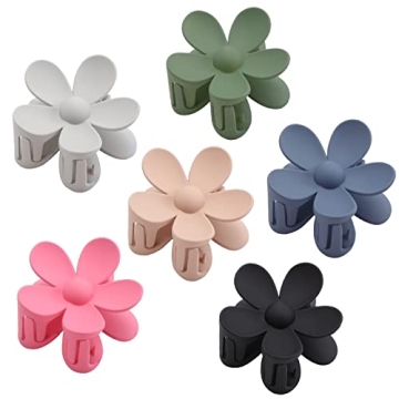 6PCS Matte Flower Hair Claw Clips - Elegant, Non-Slip for All Hair Types