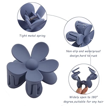 Matte Flower Hair Claw Clips for Women - 6 Colors, Non-Slip