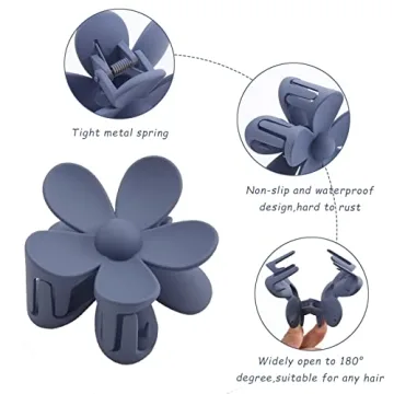 Matte Flower Hair Claw Clips for Women - 6 Colors, Non-Slip