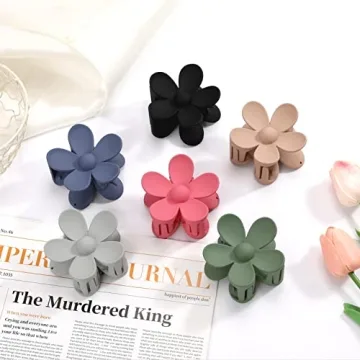 Matte Flower Hair Claw Clips for Women - 6 Colors, Non-Slip