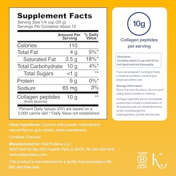 Vital Proteins Collagen Creamer - Non-Dairy & Low Sugar Powder