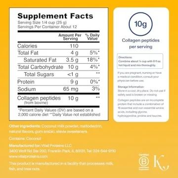 Vital Proteins Collagen Creamer - Non-Dairy & Low Sugar Powder
