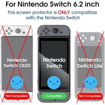 amFilm Tempered Glass Screen Protector for Nintendo Switch 6.2" 2017 (2-Pack)
