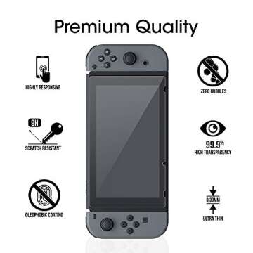 amFilm Tempered Glass Screen Protector for Nintendo Switch 6.2" 2017 (2-Pack)