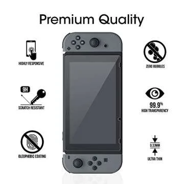amFilm Tempered Glass Screen Protector for Nintendo Switch 6.2" 2017 (2-Pack)