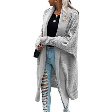 GeGekoko Womens Open Front Cardigan Sweaters Oversized Batwing Chunky Knit Outwear