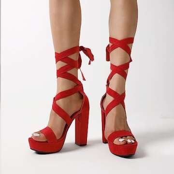 DREAM PAIRS High Chunky Block Platform Heels for Womens Strappy Gladiator Sexy Open Toe Dressy Sandal SDHS2205W Red 5.5