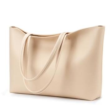 KALIDI Tote Bag Zipper Shoulder Bag Faux Leather Purses Satchel for Women Large Casual Handbag Work ...