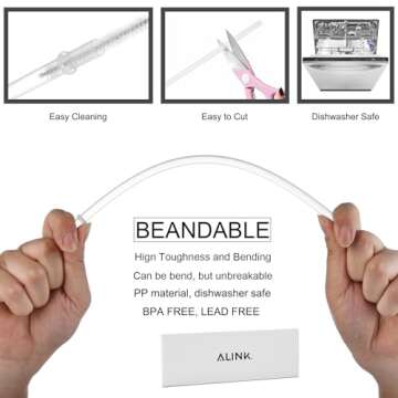 ALINK 12-Pack Reusable Plastic Clear Straws, 13 inch Extra Long Tumbler Straws for Stanley Cups, 1 Gallon, 64 oz 40 oz 32 oz Water Bottles, Plus Cleaning Brush