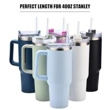 ALINK 12-Pack Reusable Plastic Clear Straws, 13 inch Extra Long Tumbler Straws for Stanley Cups, 1 Gallon, 64 oz 40 oz 32 oz Water Bottles, Plus Cleaning Brush