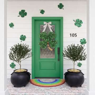DAZONGE St. Patrick's Day Decorations, Shamrock Wreath for St. Patrick's Day Decor, Lucky Green St. ...