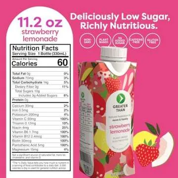 Greater Than Lactation Supplement Support, Coconut Water, Vitamins & Electrolyte Drink for Breastfeeding & Immune Support, Lactation Cookies Alt, Gluten Free, Low Sugar, 12 Pack, Strawberry Lemonade