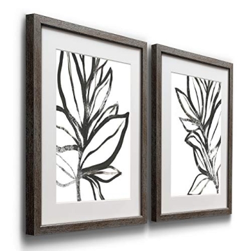 Framed Botanical Prints in Distressed Silver Frame - 16x20