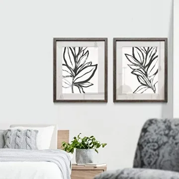 Framed Botanical Prints in Distressed Silver Frame - 16x20