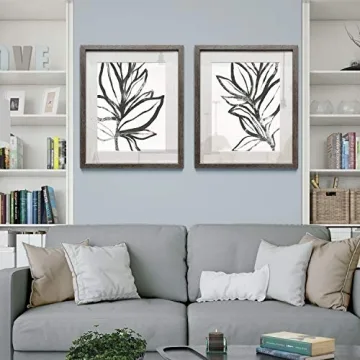 Framed Botanical Prints in Distressed Silver Frame - 16x20
