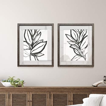 Framed Botanical Prints in Distressed Silver Frame - 16x20