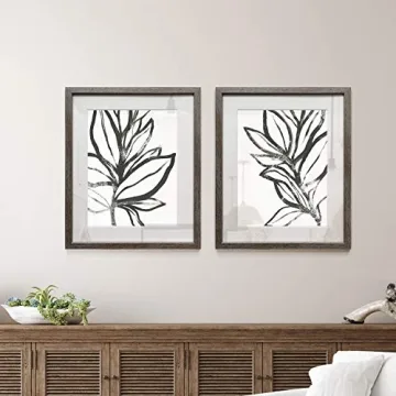 Framed Botanical Prints in Distressed Silver Frame - 16x20