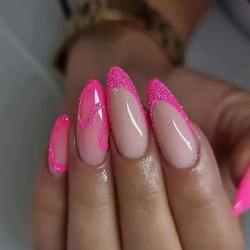 Hot Pink Gradient French Tip Press on Nails - Stunning & Reusable Designs