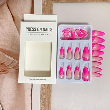 Hot Pink Ombre Press On Nails – Stylish & Reusable