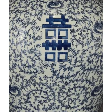 Elegant 19 inch Blue and White Porcelain Temple Jar Vase