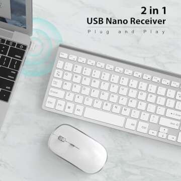 Wireless Keyboard Mouse, JOYACCES 2.4G Compact and Ultra Slim Wireless Keyboard and Mouse for Window...
