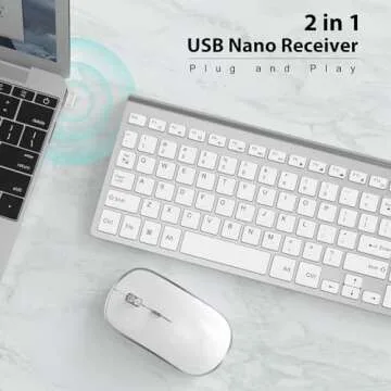 Wireless Keyboard Mouse, JOYACCES 2.4G Compact and Ultra Slim Wireless Keyboard and Mouse for Window...