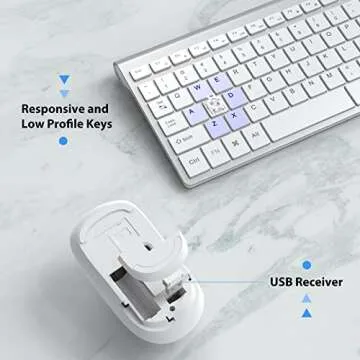 Wireless Keyboard Mouse, JOYACCES 2.4G Compact and Ultra Slim Wireless Keyboard and Mouse for Windows, Computer, Desktop, PC, Laptop-Sliver