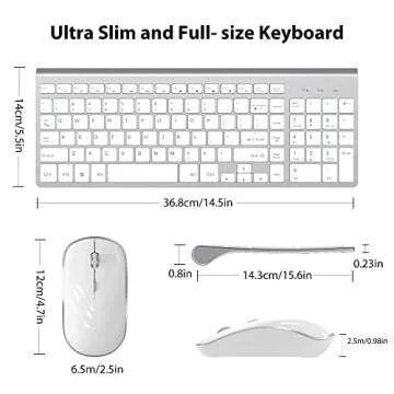 Wireless Keyboard Mouse, JOYACCES 2.4G Compact and Ultra Slim Wireless Keyboard and Mouse for Windows, Computer, Desktop, PC, Laptop-Sliver