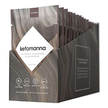 Synchro Ketomanna - Ketogenic Chocolate 12g MCTs - Low Carb + Keto Dessert Snack Perfected (Box of 20 Packets)