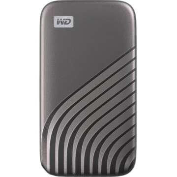 Western Digital 4TB My Passport SSD External Portable Solid State Drive, Grey, Up to 1,050 MB/s, USB 3.2 Gen-2 and USB-C Compatible (USB-A for older systems) – WDBAGF0040BGY-WESN