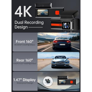 Veement S80 Dash Cam 4K + 1080P Wi-Fi Rear Camera
