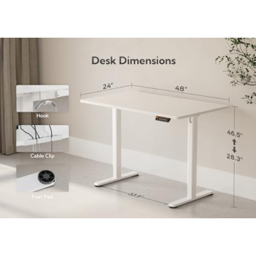 Claiks Electric Adjustable Height Standing Desk for Home Office