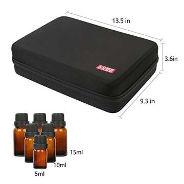 Essential Oils Storage for 70 Bottles + 6 Pieces Labels, Carrying Case Organizer Holds for Young Living, for Plant Therapy and for Doterra Containers - Fits 5,10 & 15 ml - Black