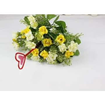 LONG TAO 100 Pcs Love Floral Picks Card Holders Craft Card Note Clips DIY Craft Holders for Note Photo Picture Flower Arrangements Wedding Birthday Baby Shower Party Favor (Plastic Red 13 inches)