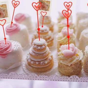 LONG TAO 100 Pcs Love Floral Picks Card Holders Craft Card Note Clips DIY Craft Holders for Note Photo Picture Flower Arrangements Wedding Birthday Baby Shower Party Favor (Plastic Red 13 inches)