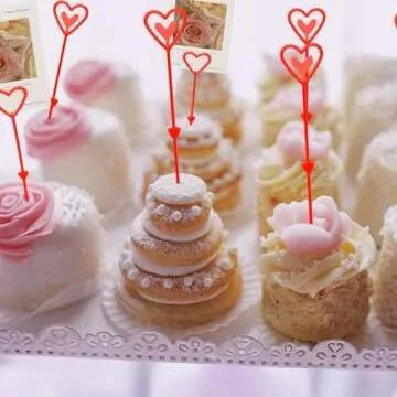 LONG TAO 100 Pcs Love Floral Picks Card Holders Craft Card Note Clips DIY Craft Holders for Note Photo Picture Flower Arrangements Wedding Birthday Baby Shower Party Favor (Plastic Red 13 inches)