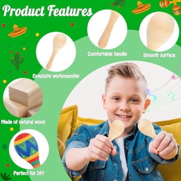 NEBURORA Mini Wooden Maracas DIY Set for Kids Fun