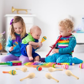 NEBURORA Mini Wooden Maracas DIY Set for Kids Fun