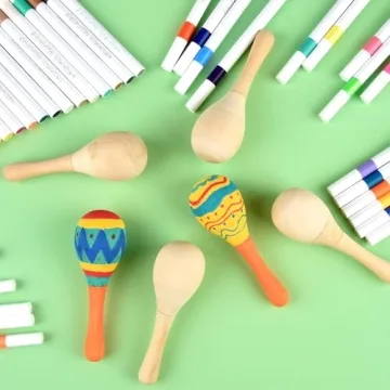 NEBURORA Mini Wooden Maracas DIY Set for Kids Fun