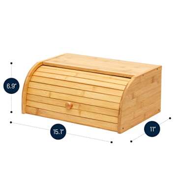 ROYALHOUSE Natural Bamboo Roll Top Bread Box Kitchen Food Storage - Assembly Required