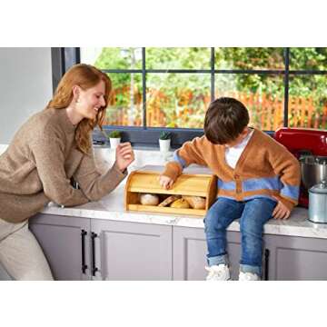 ROYALHOUSE Natural Bamboo Roll Top Bread Box Kitchen Food Storage - Assembly Required