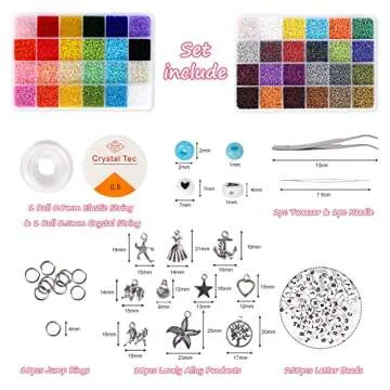 UOONY 35000+pcs 48 Colors Glass Seed Beads for Jewelry Making Kit, 2mm Tiny Beads for Bracelets with...