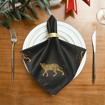 Cloth Napkins Leopards Washable Polyester Dinner Napkins Great for Weddings, Parties, Holiday Dinner...